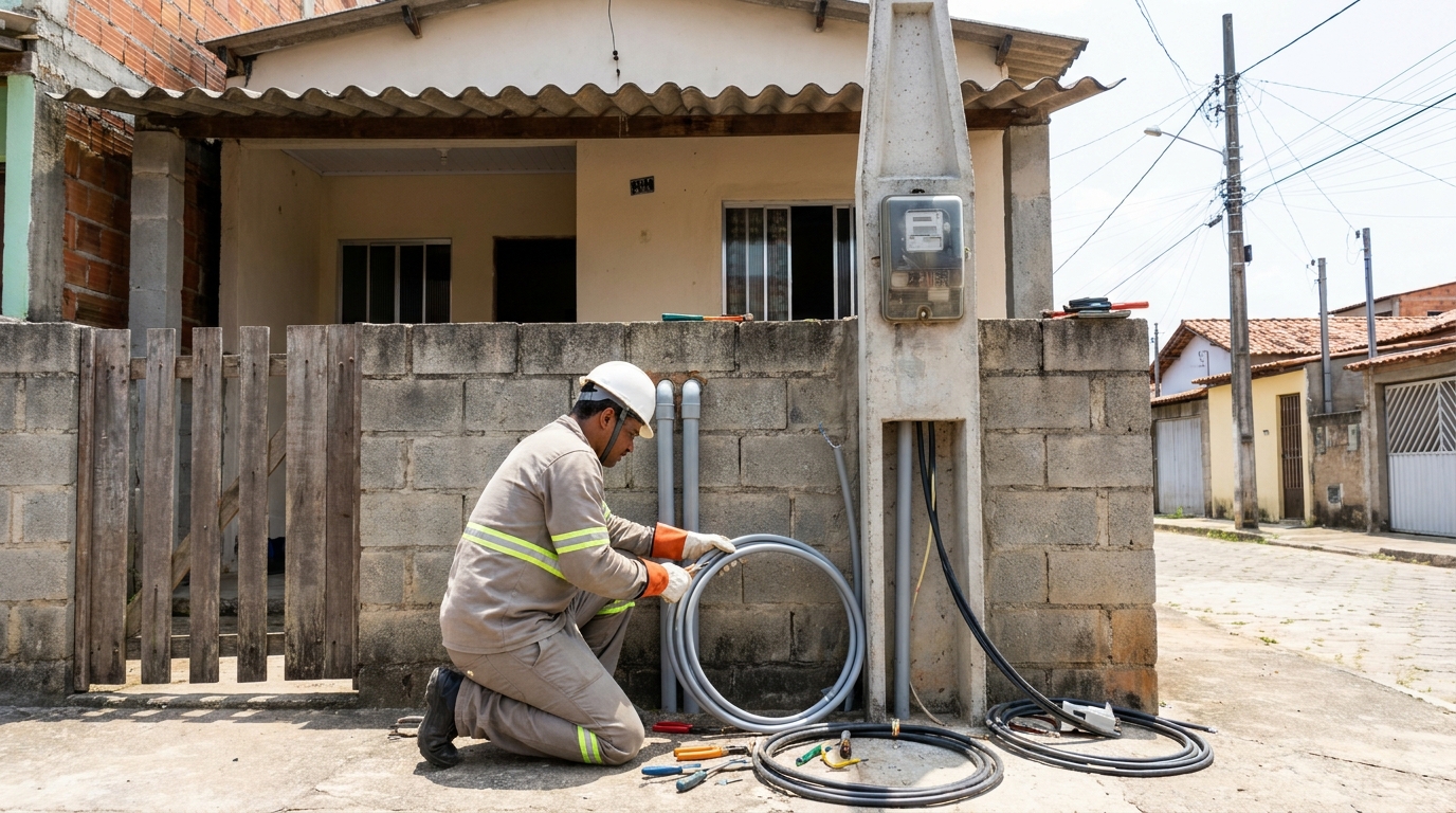 Instalação de Poste Padrão no Cazeca, Uberlândia‑MG