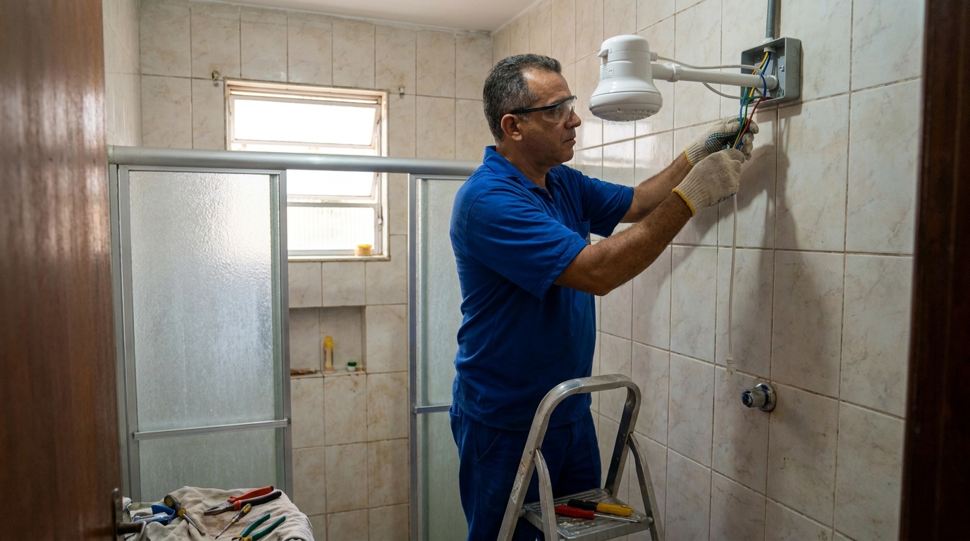 Substituição de Chuveiro Antigo em Uberlândia‑MG